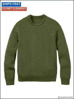 Men's Crewneck Wool Blend Pullover Sweater Ribbed Cuffs